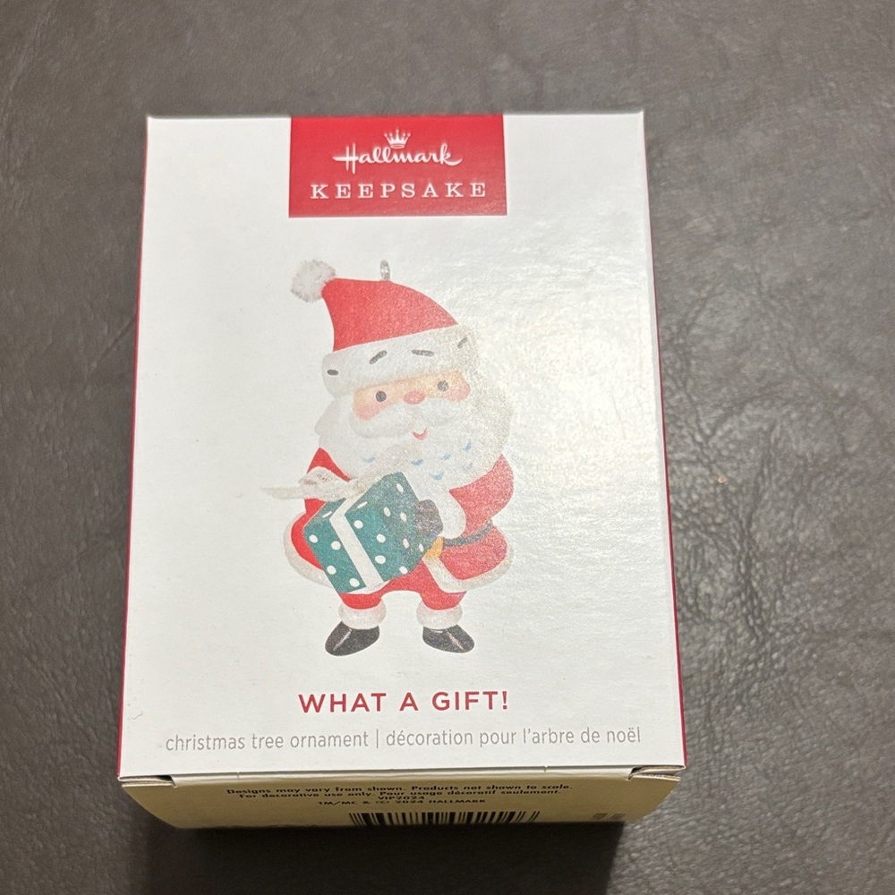 Hallmark Keepsake Santa with Blue Gift Ornament